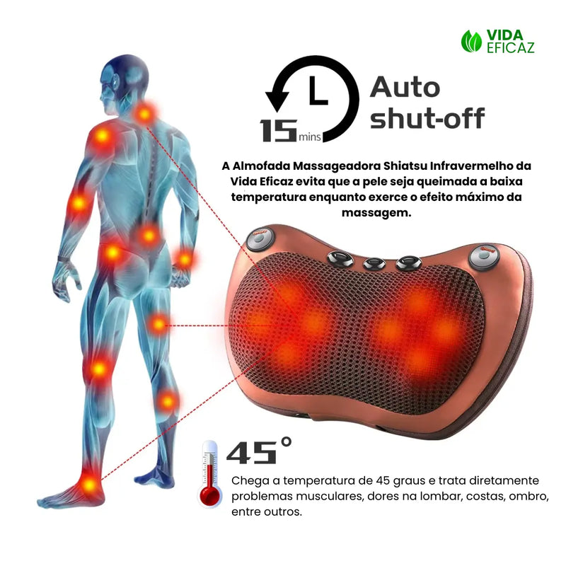 Almofada Massageadora Shiatsu com Infravermelho - Vida Eficaz
