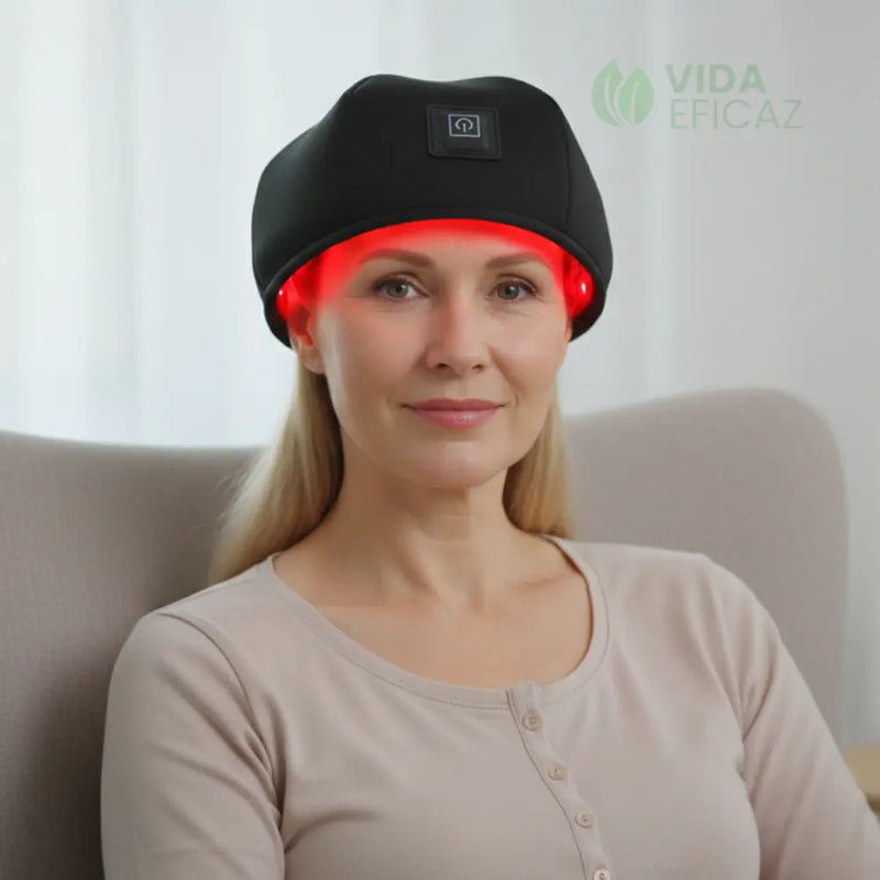 Boné de Luz Vermelha e Infravermelho Para Crescimento Capilar - Vida Eficaz