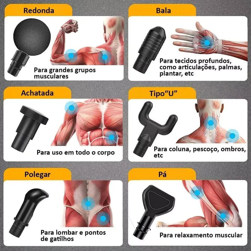 Pistola Massageadora Elétrica Profissional Velocidade 30x