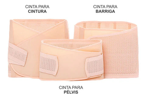 Kit 3 Cintas Modeladoras Pós-Parto: Barriga, Cintura e Pélvis - Vida Eficaz