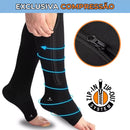 Meia De Compressão 3/4 Unissex Com Zíper Alta Pressão Par Preta